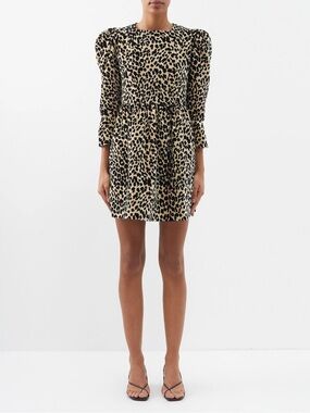 Batsheva Leopard Print Mini Dress, Size 2